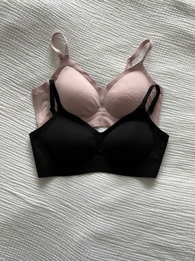 NEW • SET OF 2: Everyday Wireless Bra • Black & Pink • Women’s Large